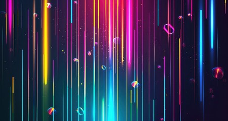 Simple vertical neon background for a party invitation with neon colors.