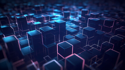 Digital technology hexagon cyber security concept, blue technology background