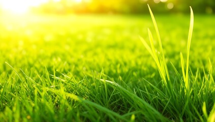 Fototapeta premium Green grass in the morning background.