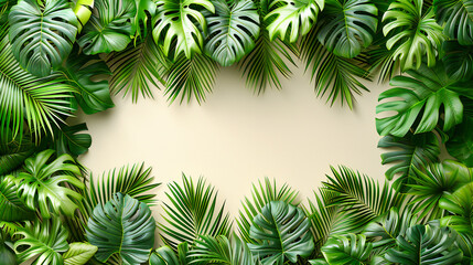 Fototapeta na wymiar Tropical Green Leaves, Summer and Nature Concept, Exotic Flora, Fashionable Botanical Background