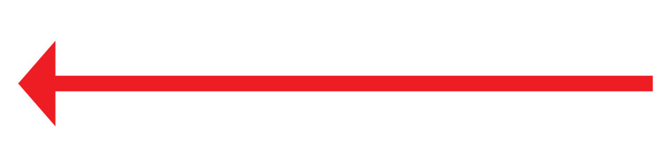 Red arrow icon. Straight long left vector arrow icon.  - obrazy, fototapety, plakaty