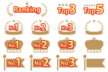 月桂冠などのランキング3位までのアイコンセット_コルク模様