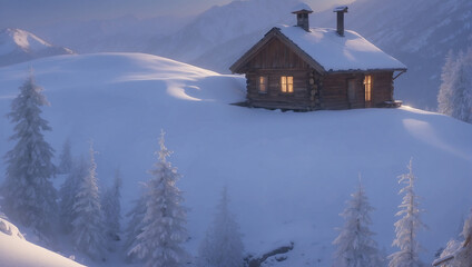 Cabin in the snow