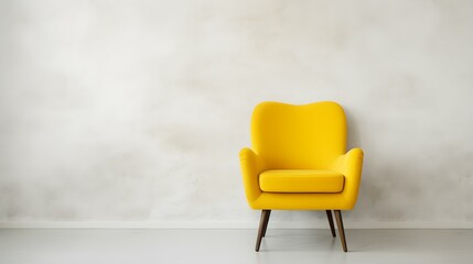 Elegant yellow Chair in a light Room. Blank Wall for Mockup Templates