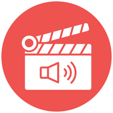 red circle clapperboard with sound icon clip art preview