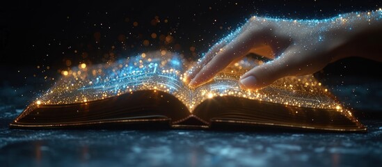 Hand concept with opened book