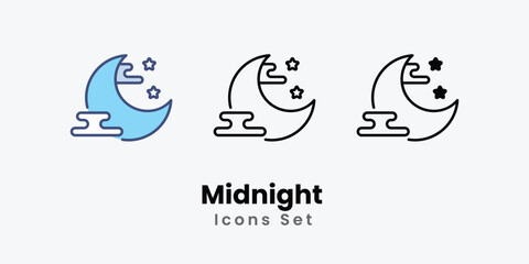 Midnight  Icons vector, website, booking sites and mobile apps. Graphic contour logo for offers, commerce, ui ux and other design needs. Vector isolated stock illustration