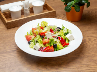 Greek vegetable salad. Lunch.