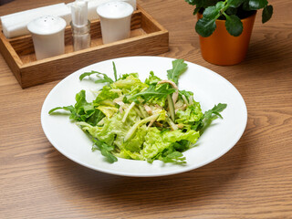 Fitness vegetable salad with chicken. Lunch.