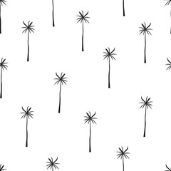 Seamless pattern, roller skates and palm trees.