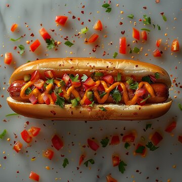 Hot dog with tomato and mostard