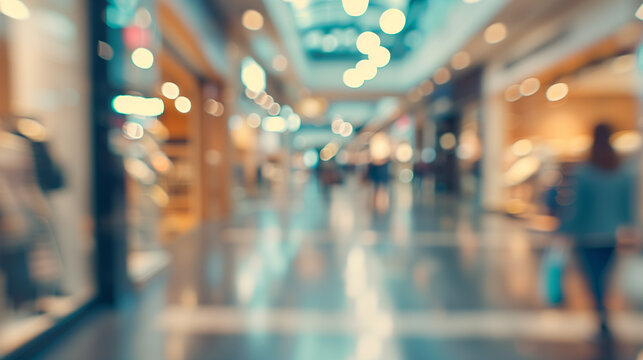 Blurred background : desaturated department store blur background with bokeh