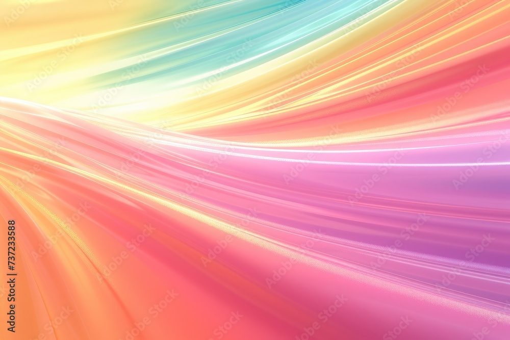 Poster A vibrant multicolored background features wavy lines creating a dynamic and energetic visual, Abstract background featuring a gradation of pastel rainbows, AI Generated