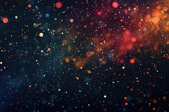 This photograph captures a blur of vibrant lights against a dark background, creating a mesmerizing display of colors, Abstract background with a multitude of tiny, scattered dots, AI Generated