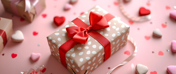 Fototapeta na wymiar Valentine's Day Gifts and Decorations: A Festive Celebration of Love and Affection