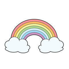 Symmetric cartoon rainbow color variation for coloring page on white background