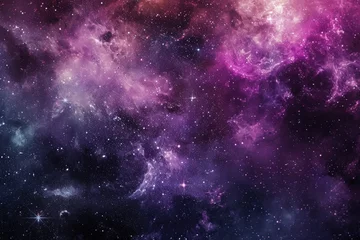 Fototapeten A vibrant space scene featuring a mixture of purple and blue hues, with countless stars filling the vast expanse, An abstract, galaxy-themed background with stars and constellations, AI Generated © Ifti Digital
