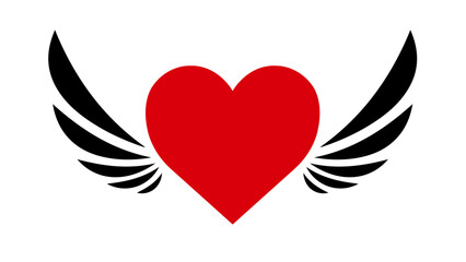 heart with wings in red and black color illustration