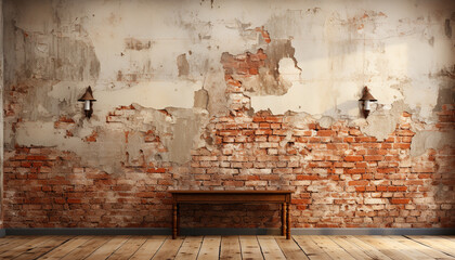 Old brick wall, rustic and weathered, creates abstract backdrop generated by AI