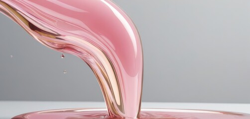 Abstract chrome splash figure with beige and pink highlights