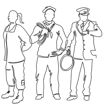 Line Illustration of military people and veterans
