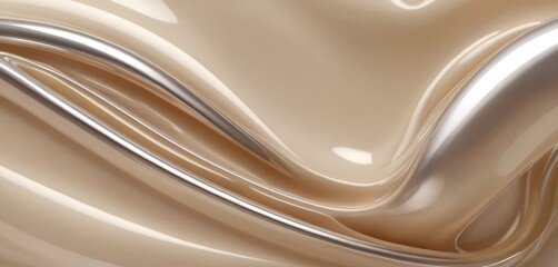 Abstract figure chrome soft waves with beige highlights