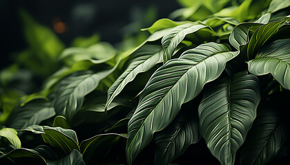 Freshness and growth in nature vibrant, green, leafy backdrop generated by AI