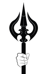 Lord shiva holding trident graphic black design, trident vector graphic design.