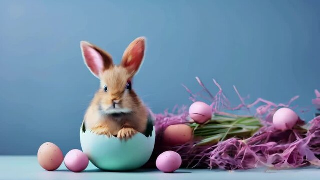 easter bunny and easter eggs created with generative ai