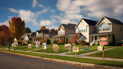  A panoramic view of a suburban neighborhood with 