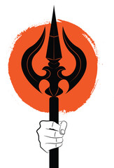 Lord shiva holding trident graphic black design, trident vector graphic design.