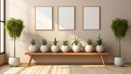 Modern apartment with elegant design, featuring wood flooring and green parquet floor generated by AI