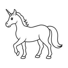 unicorn walking on white background