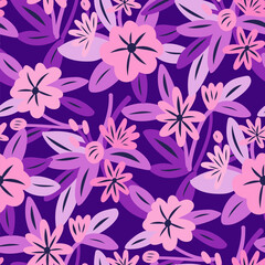 Seamless pattern  with flowers in doodle style. Vector illustration.