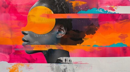Abstract collage image of a young black woman