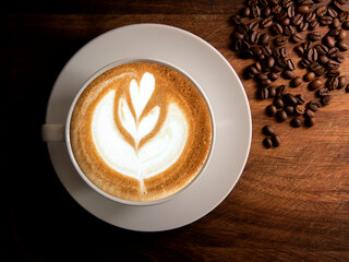 cup of coffee with beans
