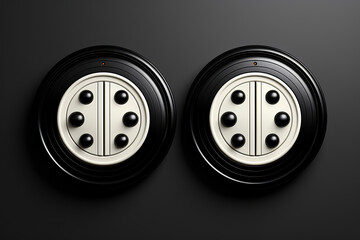 Black and white buttons on a dark background. Button template for interface. Generated by artificial intelligence