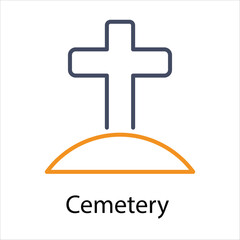 Cemetery  Icons vector, website, booking sites and mobile apps. Graphic contour logo for offers, commerce, ui ux and other design needs. Vector isolated stock illustration