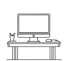Device and gadget line art set. Laptop, personal computer machines for home and office work