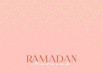 Vector Ramadan Mubarak premade card. Vintage banner for Ramadan wishing. Arabic golden geometric pattern. Luxury element in Oriental style. Islamic background. Card for Muslim feast