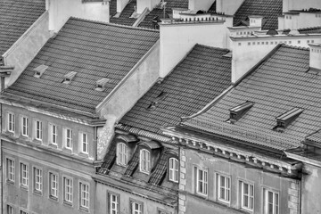 Historical residential houses in central Warsaw, Poland