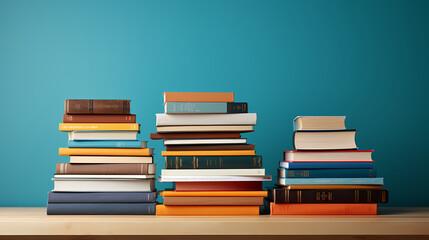 Stack of books on minimalist background, perfect for educational or literary themes