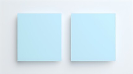 Two Light Blue square Paper Notes on a white Background. Brainstorming Template with Copy Space