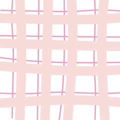Vector hand drawn cute checkered pattern. Doodle Plaid geometrical simple texture. Crossing lines. Abstract cute delicate pattern ideal for fabric, textile, wallpaper