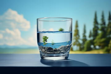 World Water Day. The day is used to advocate for the sustainable management of freshwater resources. A glass of clean water.
