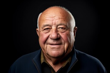 Portrait of an elderly man on a black background. Old people.