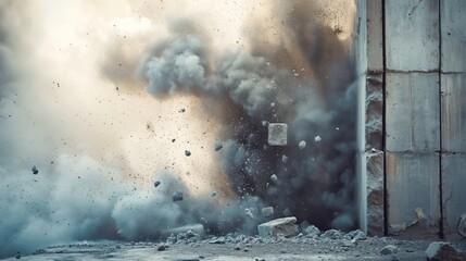 Explosion in a concrete wall - obrazy, fototapety, plakaty