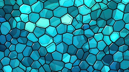 a blue stained glass background with many squares