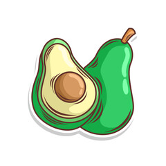 Avocado fruit doodle cartoon hand draw illustration art