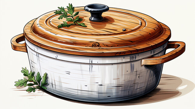 The watercolor cooking pot